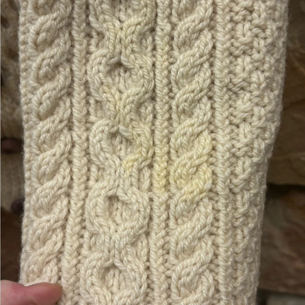 Vintage Aran Carraig Cream Cable Knit Cardigan Sweater - Picture 2 of 6